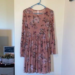 Women’s pink Boho dress with bell sleeves